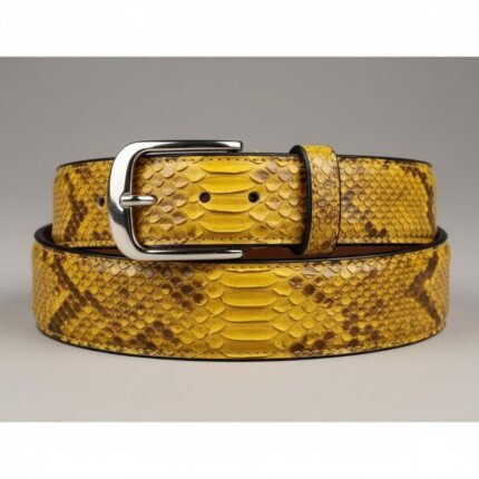 Luxury Python Embossed Leather Belt – Handmade Exotic Style Genuine Leather Belts for Men & Women