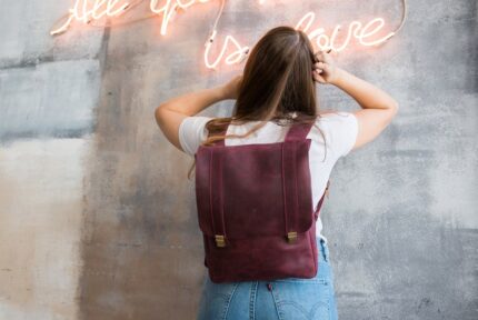 Handmade Leather Laptop Backpack: Personalized Women's Bag (11.8x14.5")