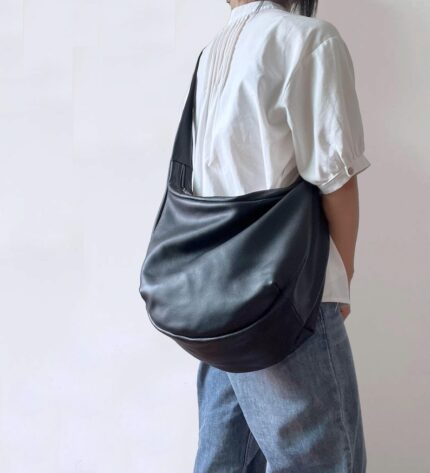 Oversized Leather Crossbody Bag: Large Capacity Sling Tote Shoulder Bag, Fits 15" Laptop
