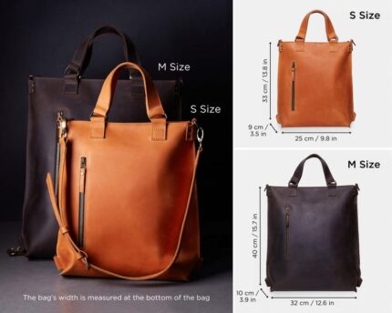 Leather Women's Laptop 13-17" Backpack: Fits MacBook Air & Pro, S/M Sizes, Minimalist City Style